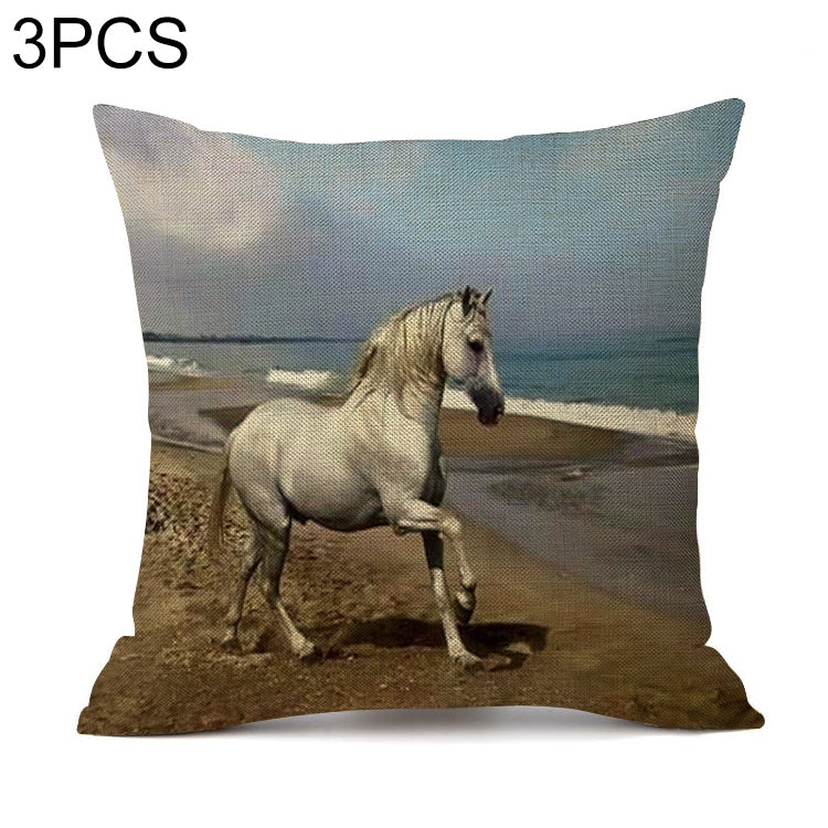 3 PCS Digital Printing Multi-horse Galloping Pillow Cushion Pillowcase
