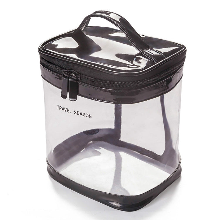 Travel Waterproof Transparent Cosmetic Bag Multi-functional Anti-wrinkle & Odor-free Wash Storage Bag, Color:Black, Style:Cylinder