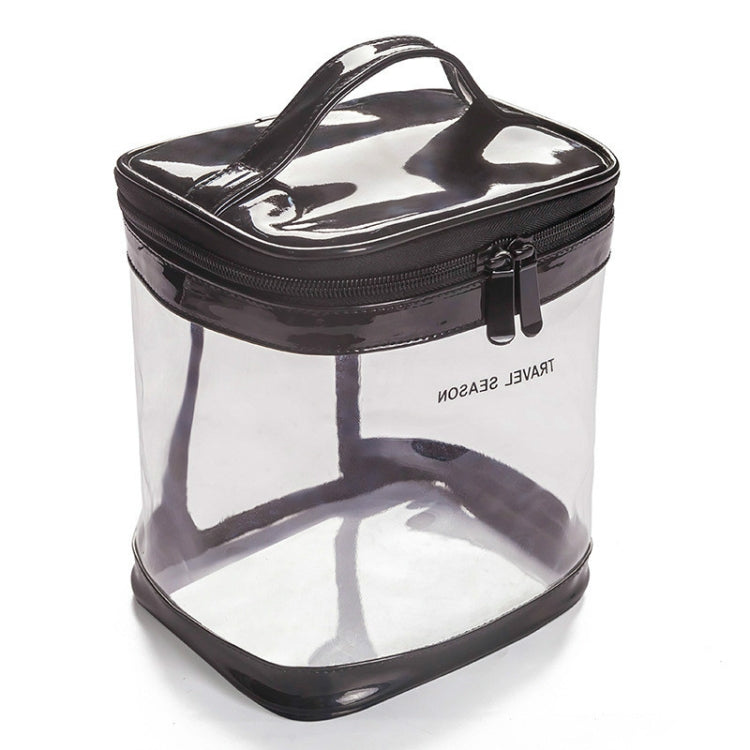 Travel Waterproof Transparent Cosmetic Bag Multi-functional Anti-wrinkle & Odor-free Wash Storage Bag, Color:Black, Style:Cylinder