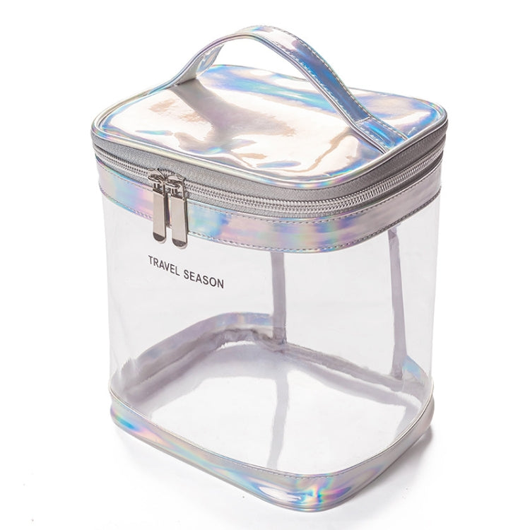 Travel Waterproof Transparent Cosmetic Bag Multi-functional Anti-wrinkle & Odor-free Wash Storage Bag, Color:Silver Gray, Style:Cylinder