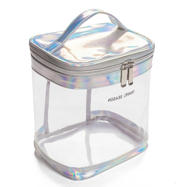 Travel Waterproof Transparent Cosmetic Bag Multi-functional Anti-wrinkle & Odor-free Wash Storage Bag, Color:Silver Gray, Style:Cylinder