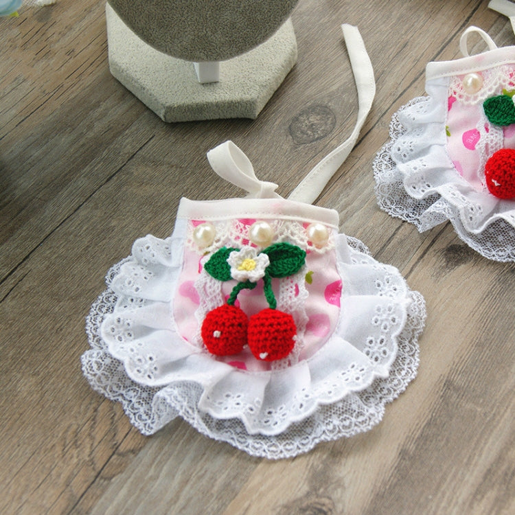 Pet Cherry Scarf Cotton Saliva Towel Small Dog Decoration, Size: L
