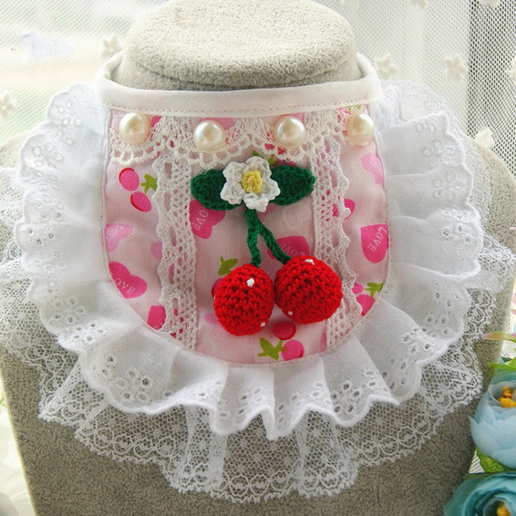 Pet Cherry Scarf Cotton Saliva Towel Small Dog Decoration, Size: L