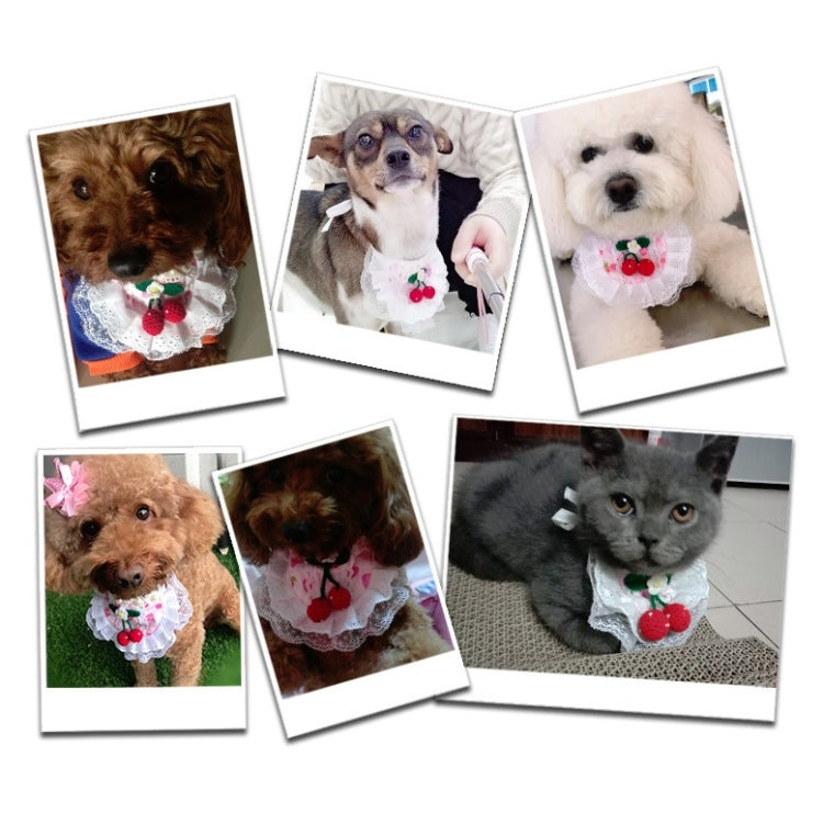 Pet Cherry Scarf Cotton Saliva Towel Small Dog Decoration, Size: L