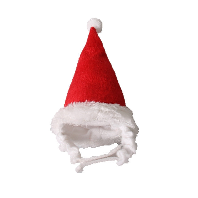 2 PCS Pet Christmas Hat Flannel Strap Cap