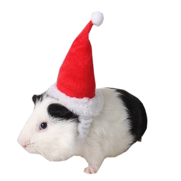 2 PCS Pet Christmas Hat Flannel Strap Cap