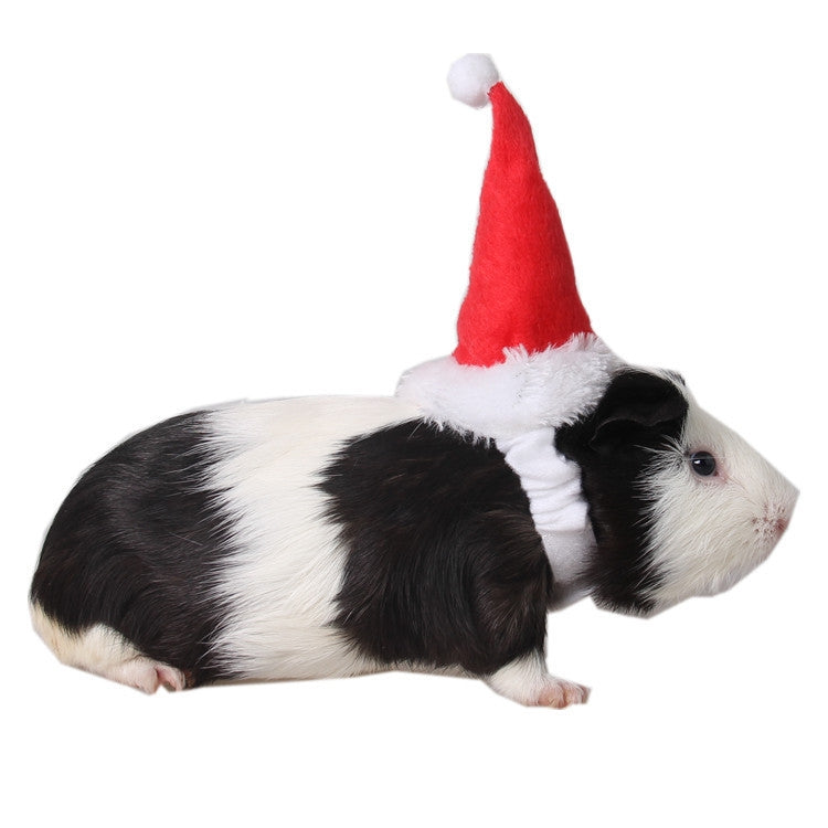 2 PCS Pet Christmas Hat Flannel Strap Cap