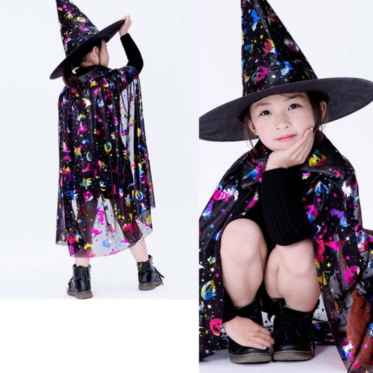 2-in-1 Halloween Cloak Child Witch Cosplay Magician Kindergarten Stage Performance Cloak Cape Cap, Size: One Size