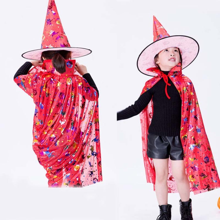 2-in-1 Halloween Cloak Child Witch Cosplay Magician Kindergarten Stage Performance Cloak Cape Cap, Size: One Size