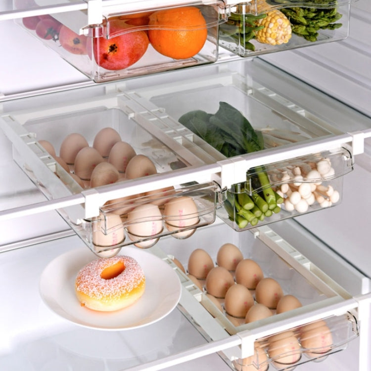 Refrigerator Storage Box Drawer Type Square Household Multifunctional Food Preservation Box, Specification: 1 Egg Box + 1 Fresh Box