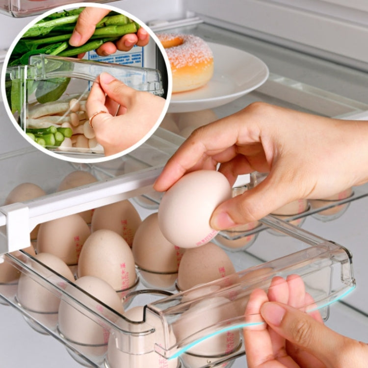 Refrigerator Storage Box Drawer Type Square Household Multifunctional Food Preservation Box, Specification: 1 Egg Box + 1 Fresh Box