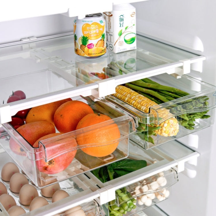 Refrigerator Storage Box Drawer Type Square Household Multifunctional Food Preservation Box, Specification: 1 Egg Box + 1 Fresh Box
