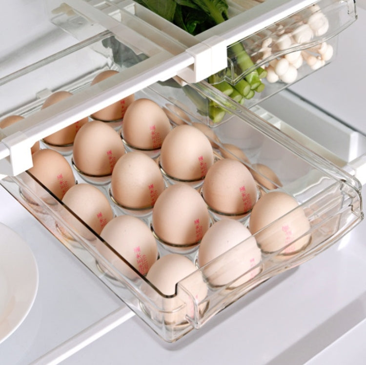 Refrigerator Storage Box Drawer Type Square Household Multifunctional Food Preservation Box, Specification: 1 Egg Box + 1 Fresh Box