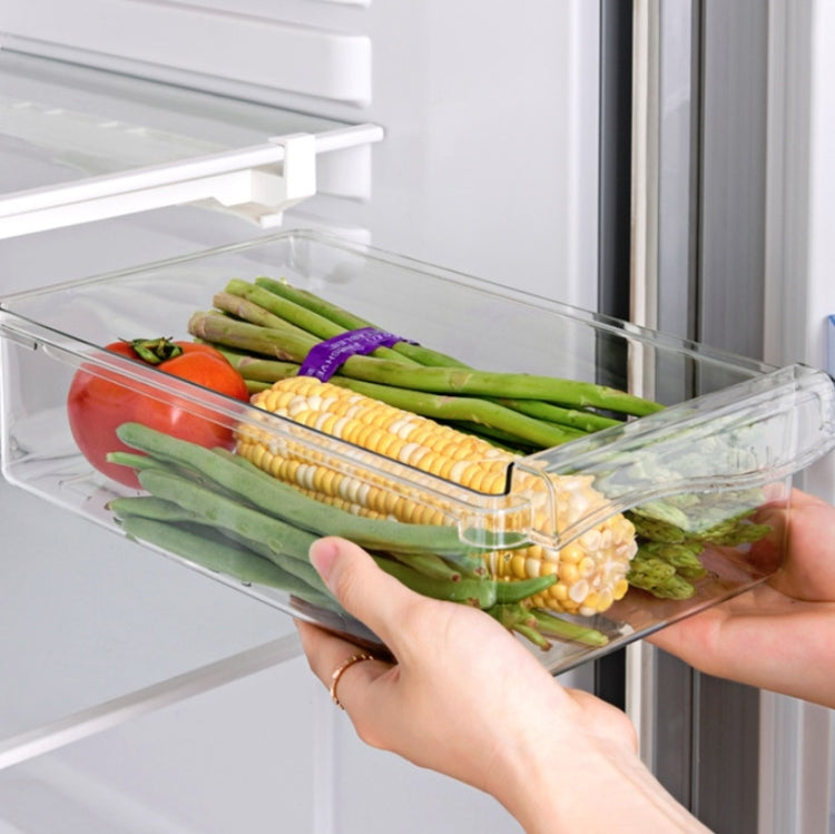 Refrigerator Storage Box Drawer Type Square Household Multifunctional Food Preservation Box, Specification: 1 Egg Box + 1 Fresh Box