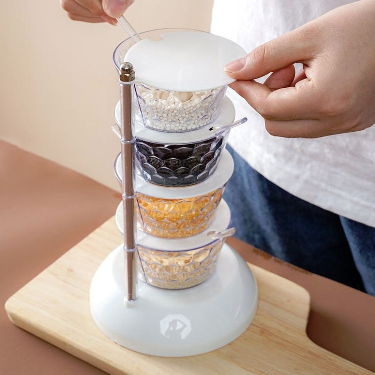 Kitchenware Storage Tank 4-layer Rotatable Vertical Seasoning Box Set With Spoon
