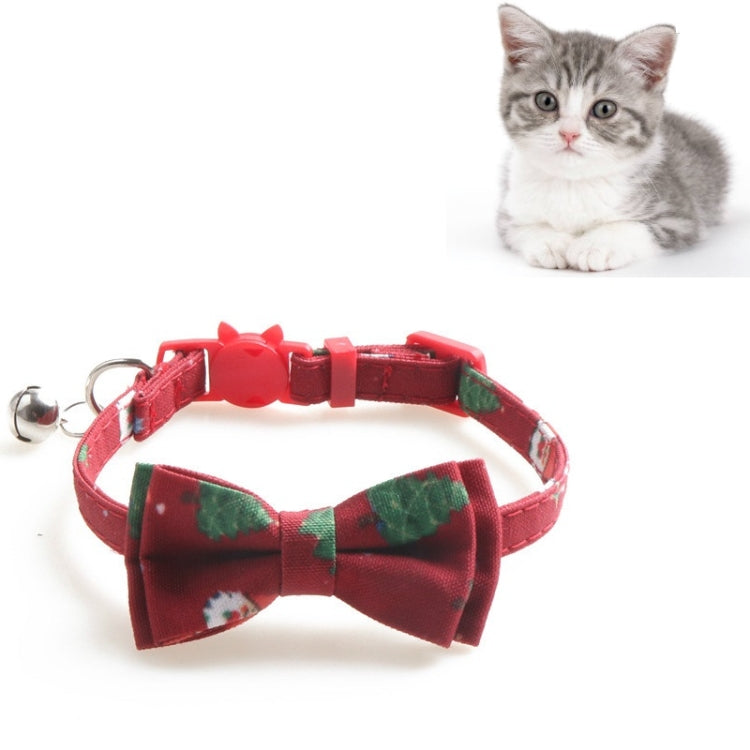 4 PCS Christmas Snowman & Tree Pattern Pet Collar with Bells, Style:With Bow