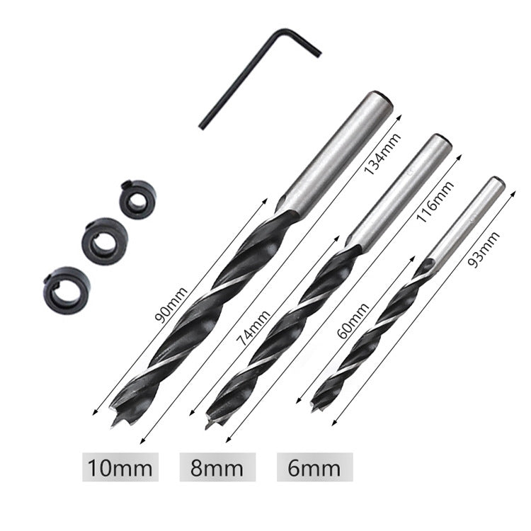 Woodworking Straight Hole Puncher Self-Centering Dowel Splicing Drilling Locator Woodworking Drilling Tool, Style: Black+7 PCS Drill Bit