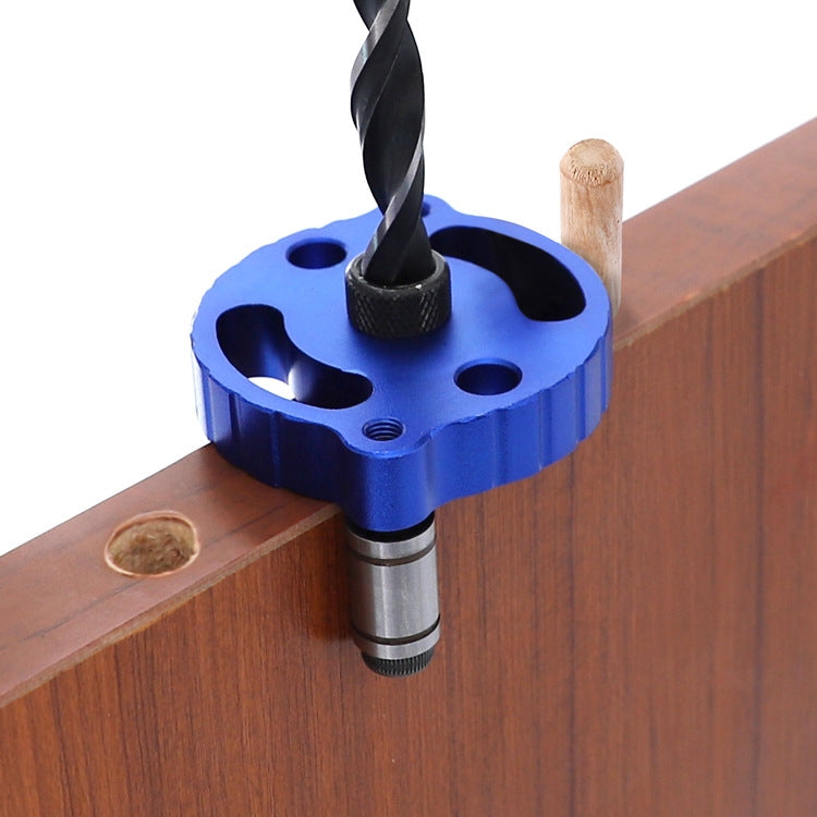 Woodworking Straight Hole Puncher Self-Centering Dowel Splicing Drilling Locator Woodworking Drilling Tool, Style: Blue+7 PCS Drill Bit+60 Wood Tip
