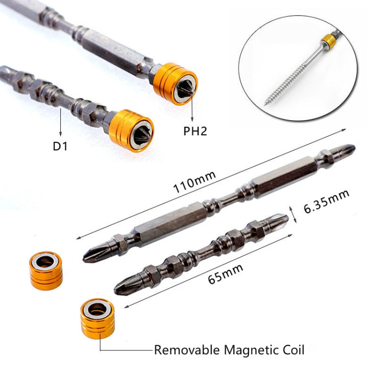5 PCS Electric Screwdriver Bit Double-headed Cross Magnetic Ring Bit, Specification:110mm
