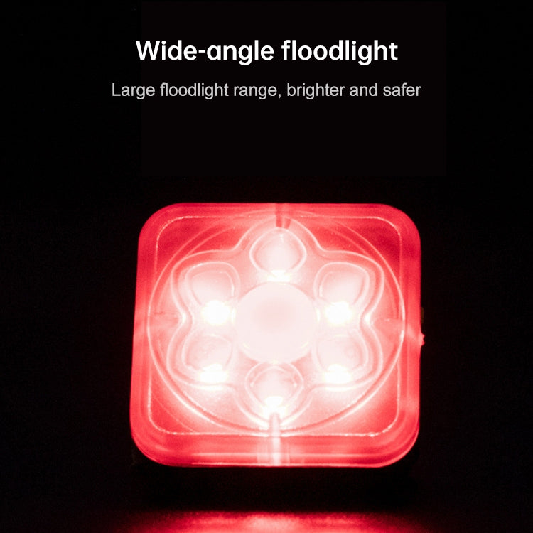 2 PCS 360 Degree Rotating Square Tail Light Bicycle Mountain Bike Light USB Charging Light