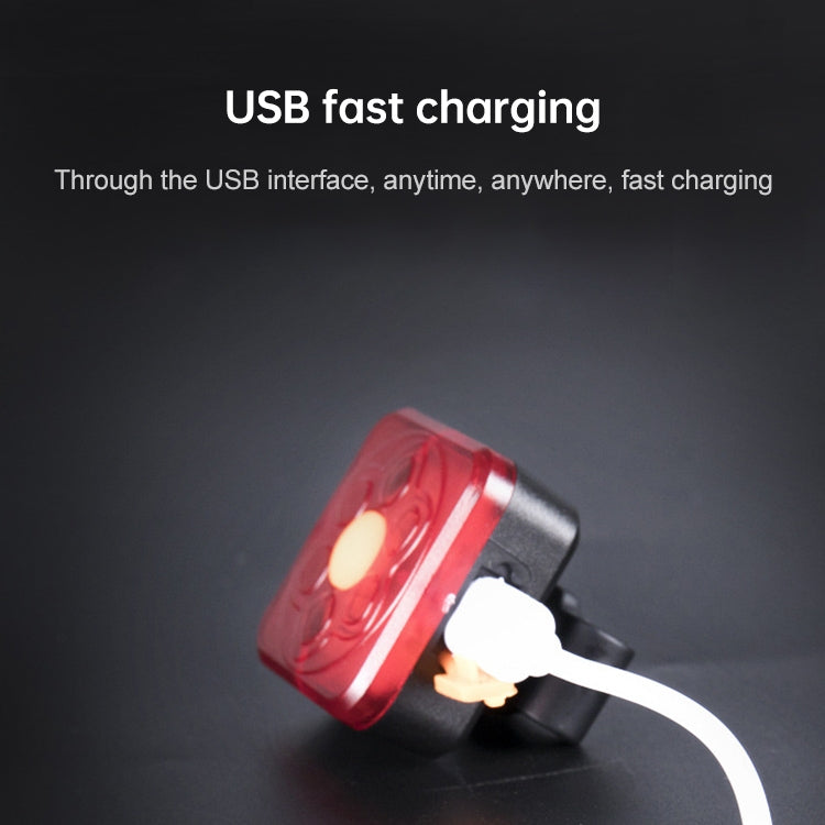 2 PCS 360 Degree Rotating Square Tail Light Bicycle Mountain Bike Light USB Charging Light