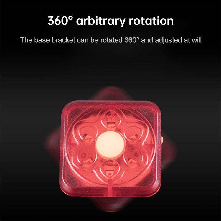 2 PCS 360 Degree Rotating Square Tail Light Bicycle Mountain Bike Light USB Charging Light