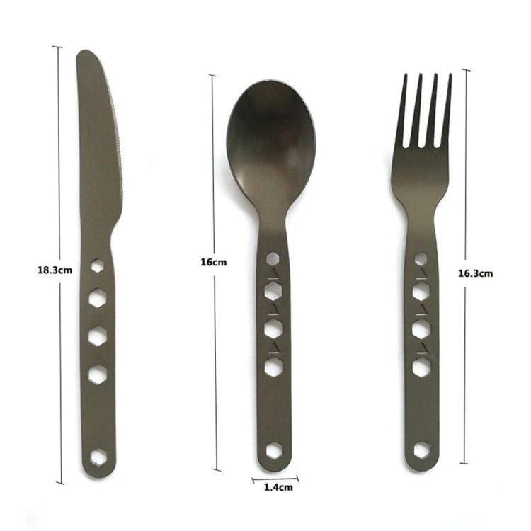 Outdoor Aluminum Alloy Tableware Cutlery Carabiner Lunch Bag Set Portable Tableware Three-piece Set