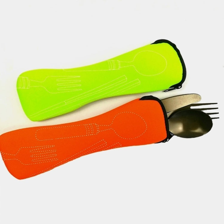 Outdoor Aluminum Alloy Tableware Cutlery Carabiner Lunch Bag Set Portable Tableware Three-piece Set