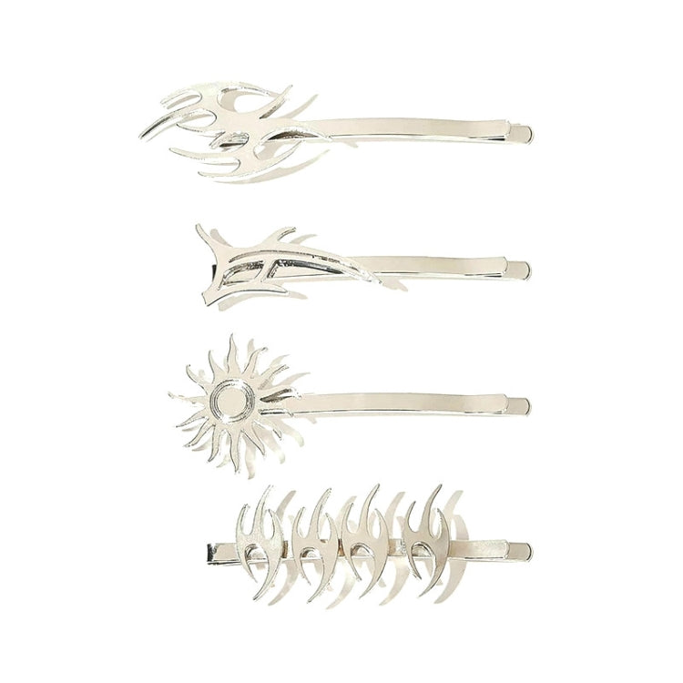 4pcs/set Halloween Rock Sun Flame Word Clip Metal Side Clip Bangs Clip