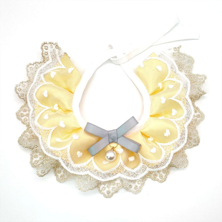 Pet Bib Adjustable Saliva Towel Lace Pearl Pendant Dog Collar, Specification: XS