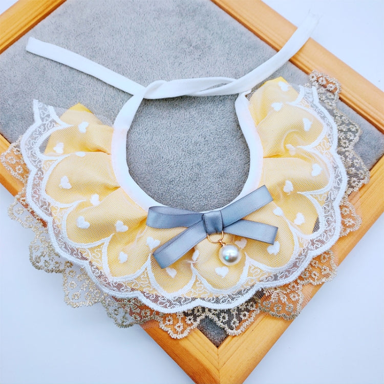 Pet Bib Adjustable Saliva Towel Lace Pearl Pendant Dog Collar, Specification: XS
