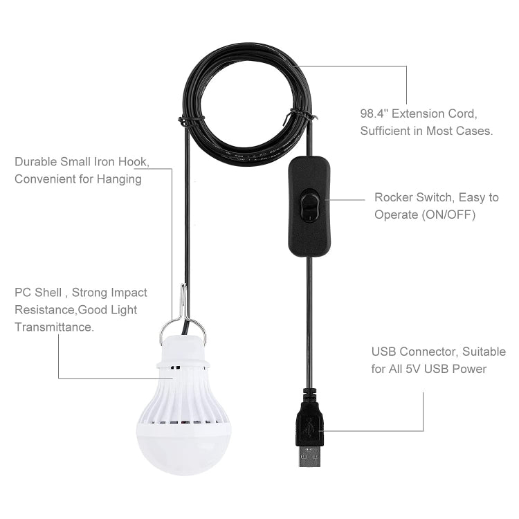 1 PCS USB Bulb Camping Light Emergency Light