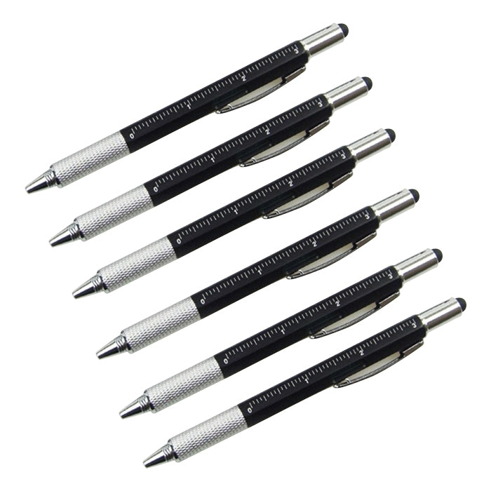 6 in 1 Multi-function Ballpoint Screwdriver Pen Scale Ruler Touch Screen Pen Tool Teaching Office Supplies