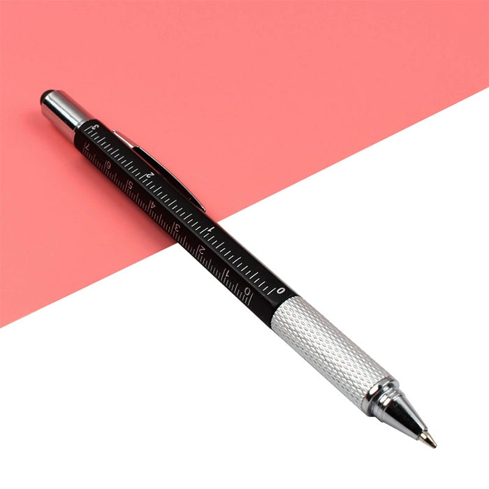 6 in 1 Multi-function Ballpoint Screwdriver Pen Scale Ruler Touch Screen Pen Tool Teaching Office Supplies