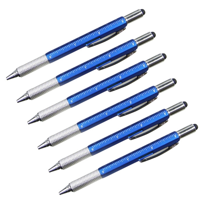6 in 1 Multi-function Ballpoint Screwdriver Pen Scale Ruler Touch Screen Pen Tool Teaching Office Supplies