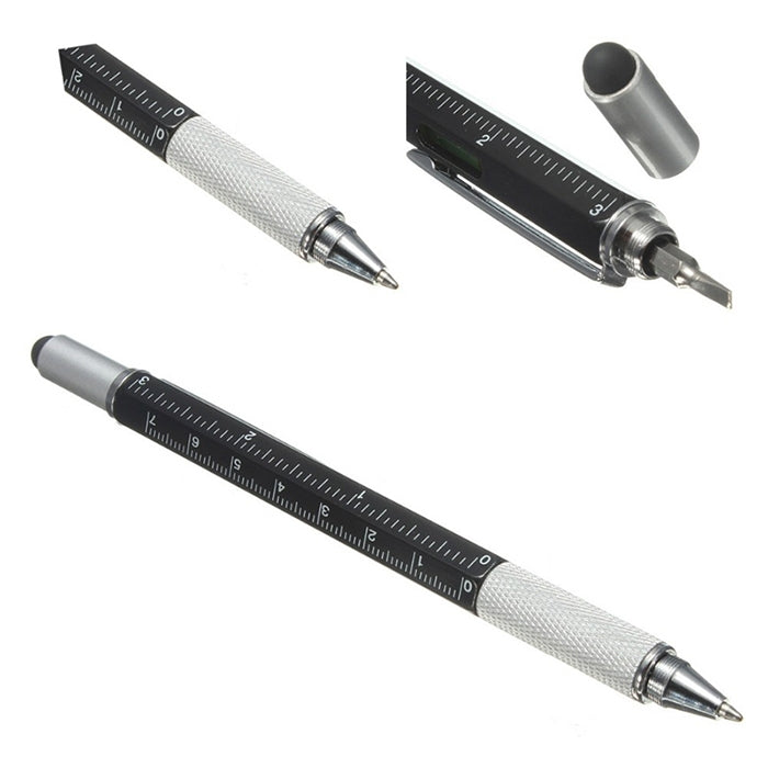 6 in 1 Multi-function Ballpoint Screwdriver Pen Scale Ruler Touch Screen Pen Tool Teaching Office Supplies