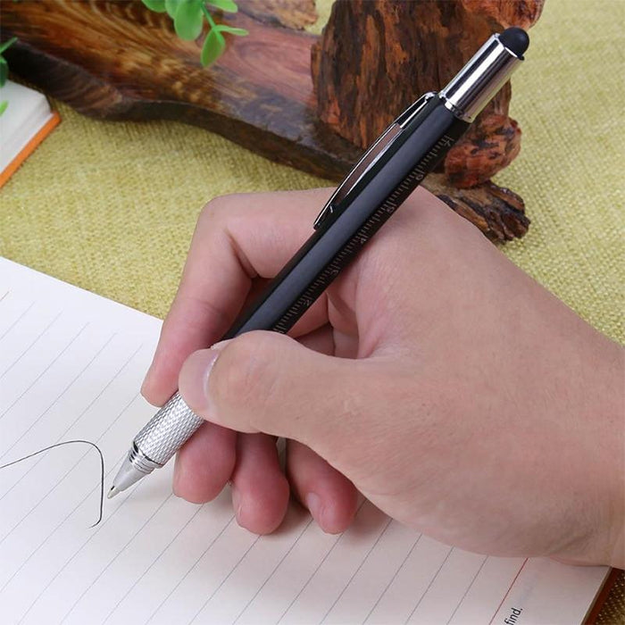 6 in 1 Multi-function Ballpoint Screwdriver Pen Scale Ruler Touch Screen Pen Tool Teaching Office Supplies