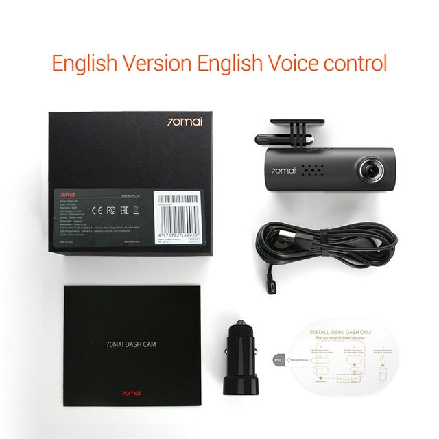 2PCS  Car DVR English Voice Control Cam 1080HD Night Vision Auto  Recorder China Sandisk Card 64GB