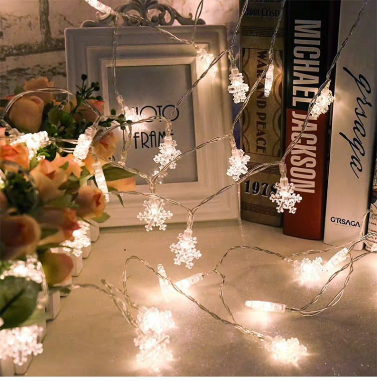 10Leds Christmas Tree Snow Flakes Led String Fairy Light Xmas Party Home Wedding Garden Garland Christmas Led Lights Decoration(Warm white)