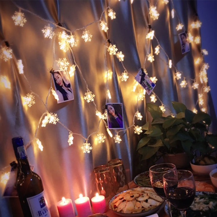 10Leds Christmas Tree Snow Flakes Led String Fairy Light Xmas Party Home Wedding Garden Garland Christmas Led Lights Decoration(Warm white)