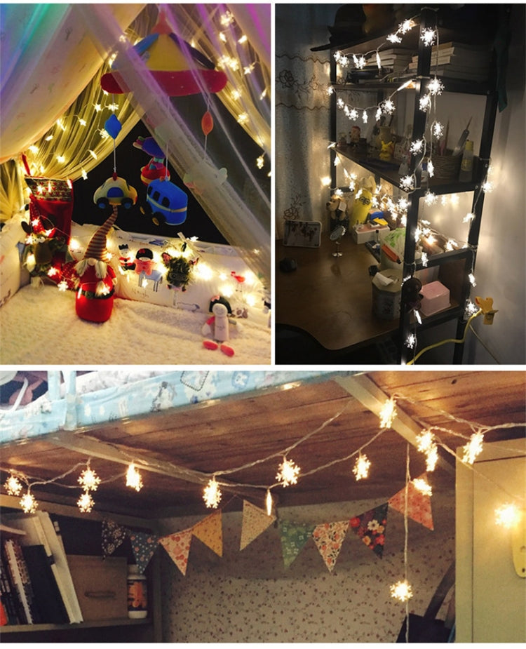 10Leds Christmas Tree Snow Flakes Led String Fairy Light Xmas Party Home Wedding Garden Garland Christmas Led Lights Decoration(Warm white)