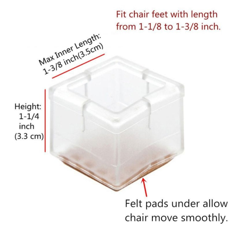 Square Chair Leg Caps PVC Feet Protector Pads Furniture Table Covers, Size:56-62mm