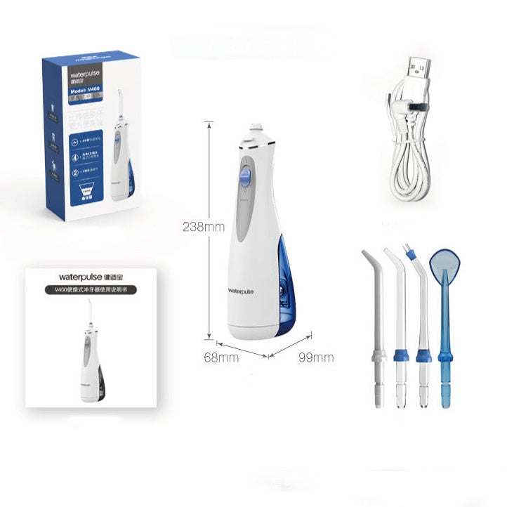 Waterpulse V400 Rechargeable Portable Dental Cordless Oral Irrigator with Travel Case, Version:English