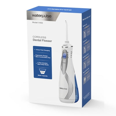 Waterpulse V400Plus Rechargeable Portable Dental Cordless Oral Irrigator with Travel Case, Plug: EU