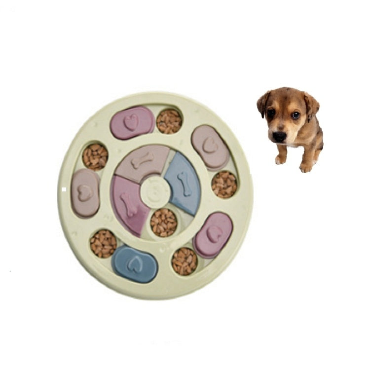Pet Toy Dog Food Turntable Eating Puzzle Anti-Smashing Dog Bowl Supplies, Style:Round Style