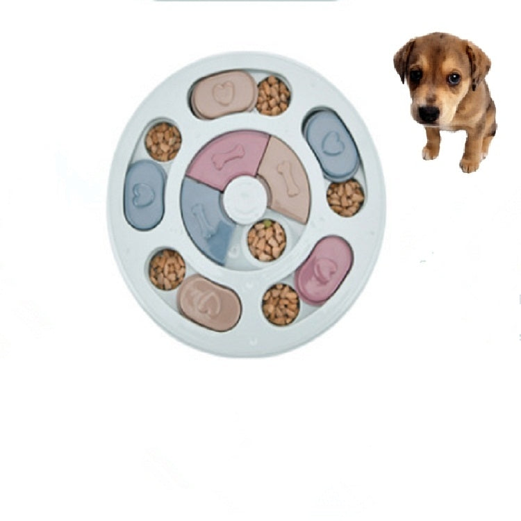 Pet Toy Dog Food Turntable Eating Puzzle Anti-Smashing Dog Bowl Supplies, Style:Round Style