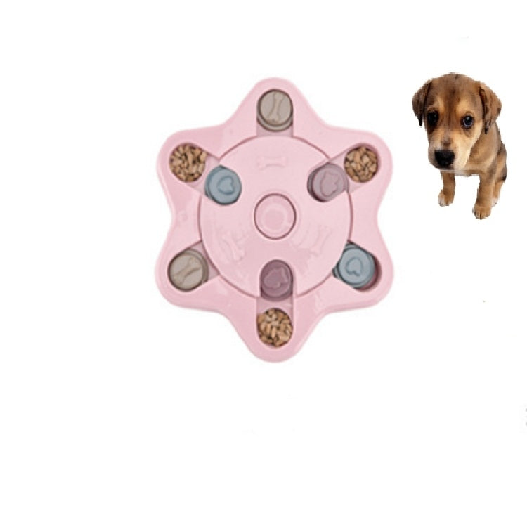 Pet Toy Dog Food Turntable Eating Puzzle Anti-Smashing Dog Bowl Supplies, Style:Hexagon Style