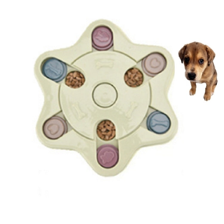 Pet Toy Dog Food Turntable Eating Puzzle Anti-Smashing Dog Bowl Supplies, Style:Hexagon Style