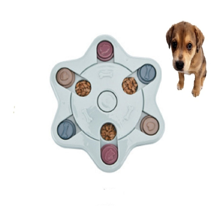 Pet Toy Dog Food Turntable Eating Puzzle Anti-Smashing Dog Bowl Supplies, Style:Hexagon Style