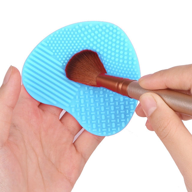 Heart Shape Clean Make Up Wash Brush Silica Glove Scrubber Board Cosmetic Cleaning Tool